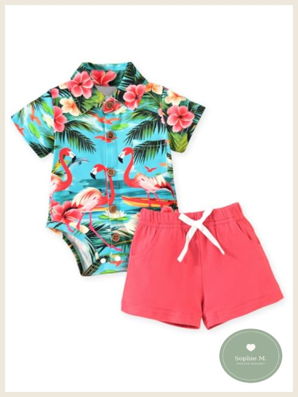 Baby Boys 2-Piece Hawaiian Shirt and Shorts Set Cotton Blend Summer Outfit